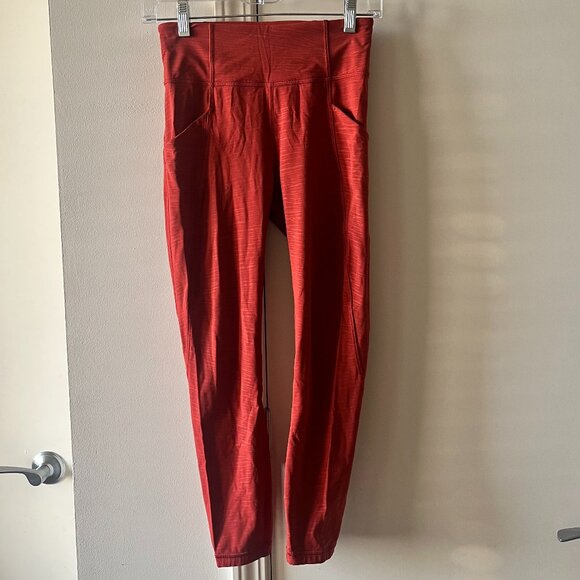 Lululemon Time To Sweat Crop 23" Stride Emboss Cayenne Size 4 - Picture 1 of 11